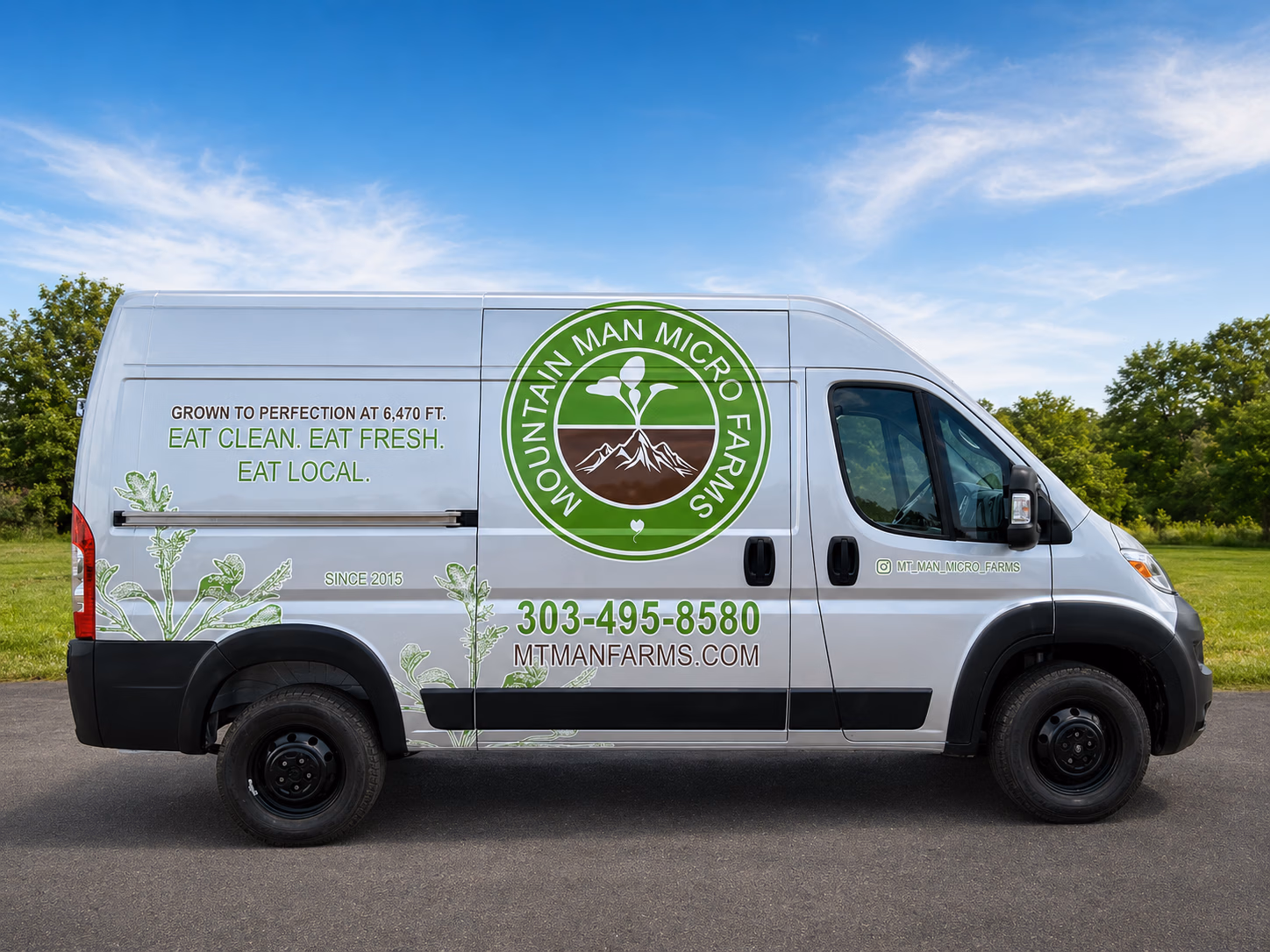 Mountain Man Micro Farms vehicle wrap in Franktown, CO