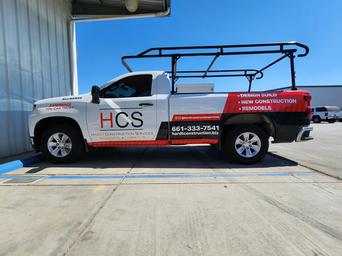 Partial wrap on a Chevrolet Silverado truck in Bakersfield, CA