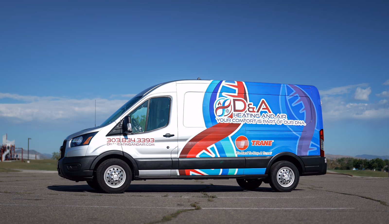 D&A Heating and Air vehicle wrap in Denver, CO
