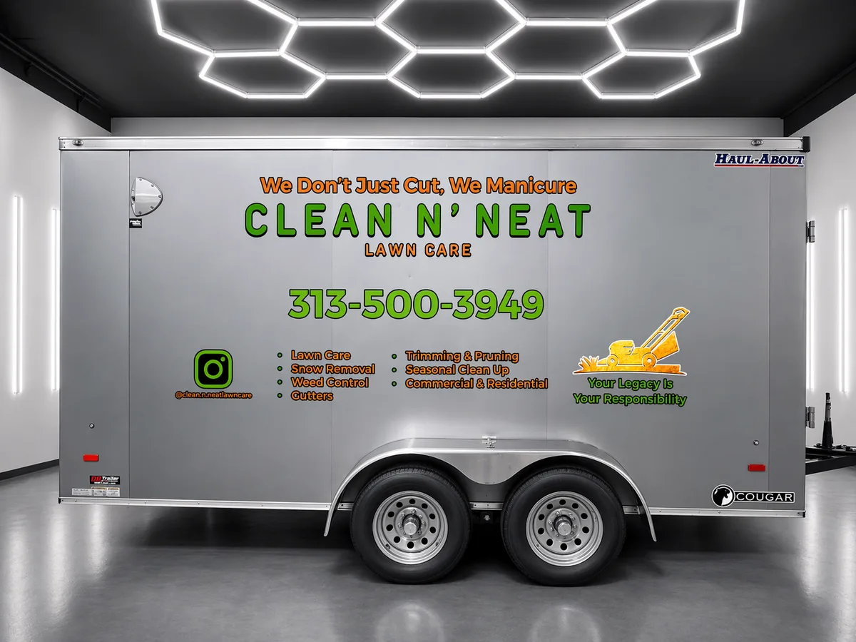 Spot graphics on a Cougar trailer in Taylor, MI