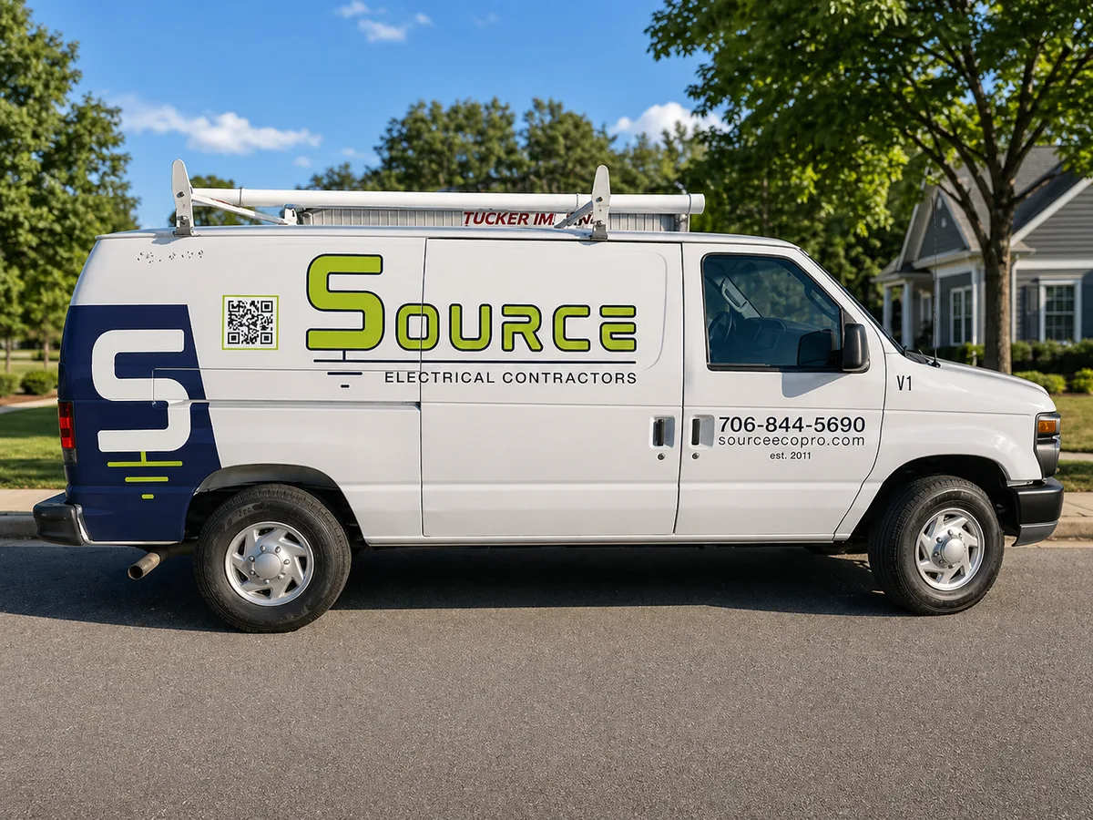 Spot graphics on a Ford E-Series Van in Rome, GA