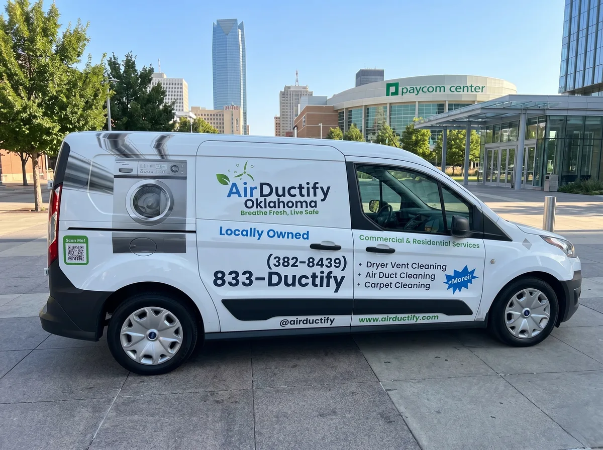Spot graphics on a Ford Transit Connect van in Oklahoma City, OK