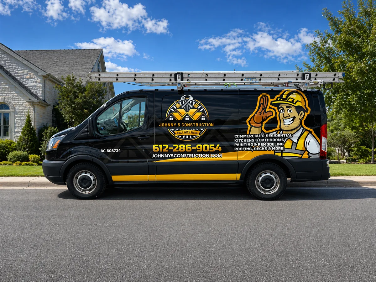 Spot graphics on a Ford Transit van in Minneapolis, MN