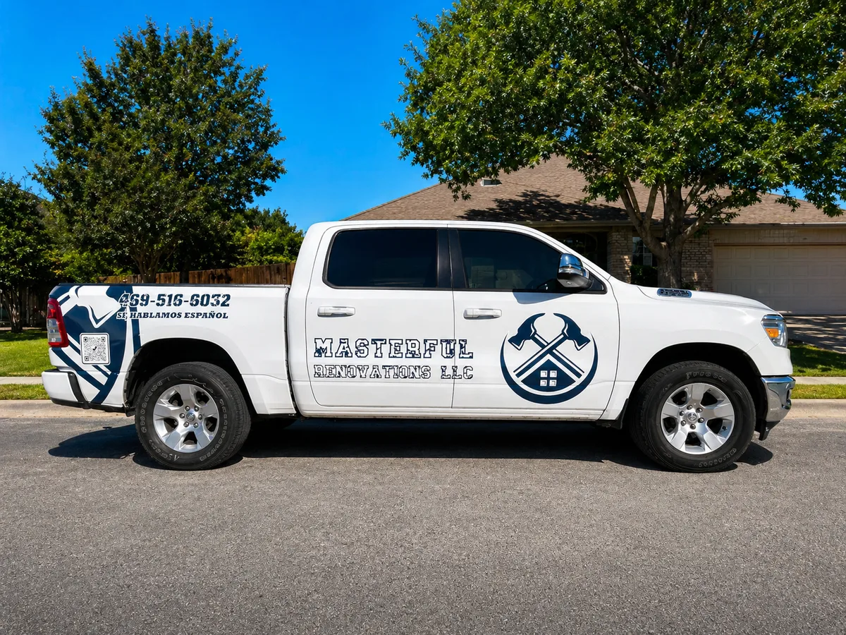 Spot graphics on a RAM 1500 truck in Fort Worth, TX