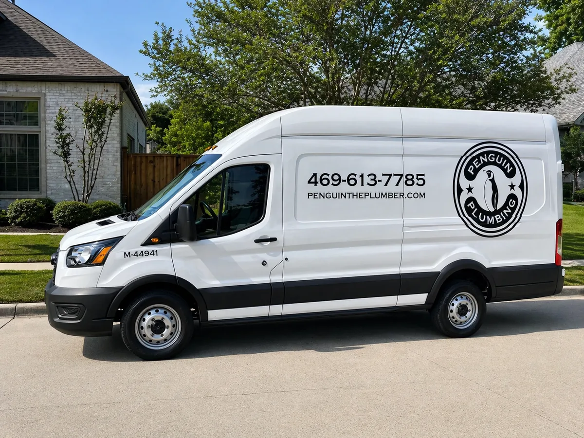 Spot graphics on a Ford Transit van in Plano, TX