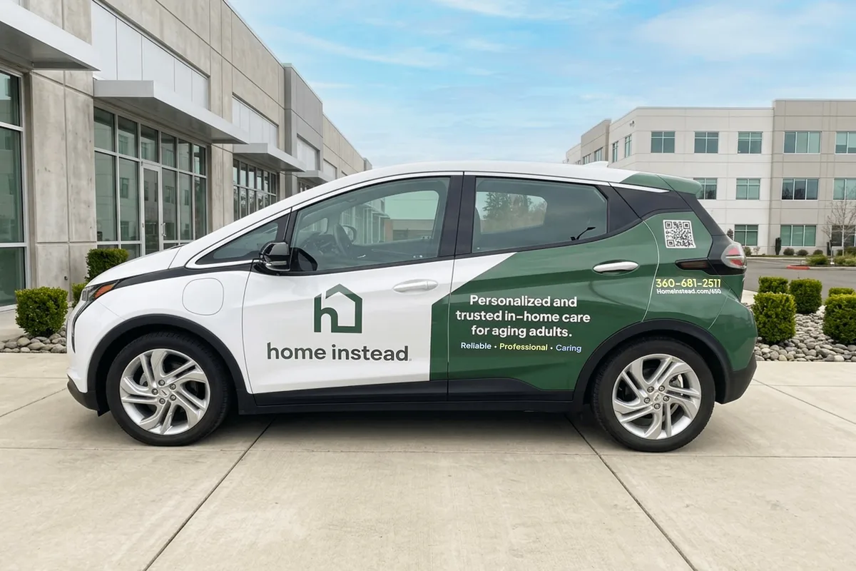 Partial wrap on a Chevrolet Bolt EV in Olympia, WA
