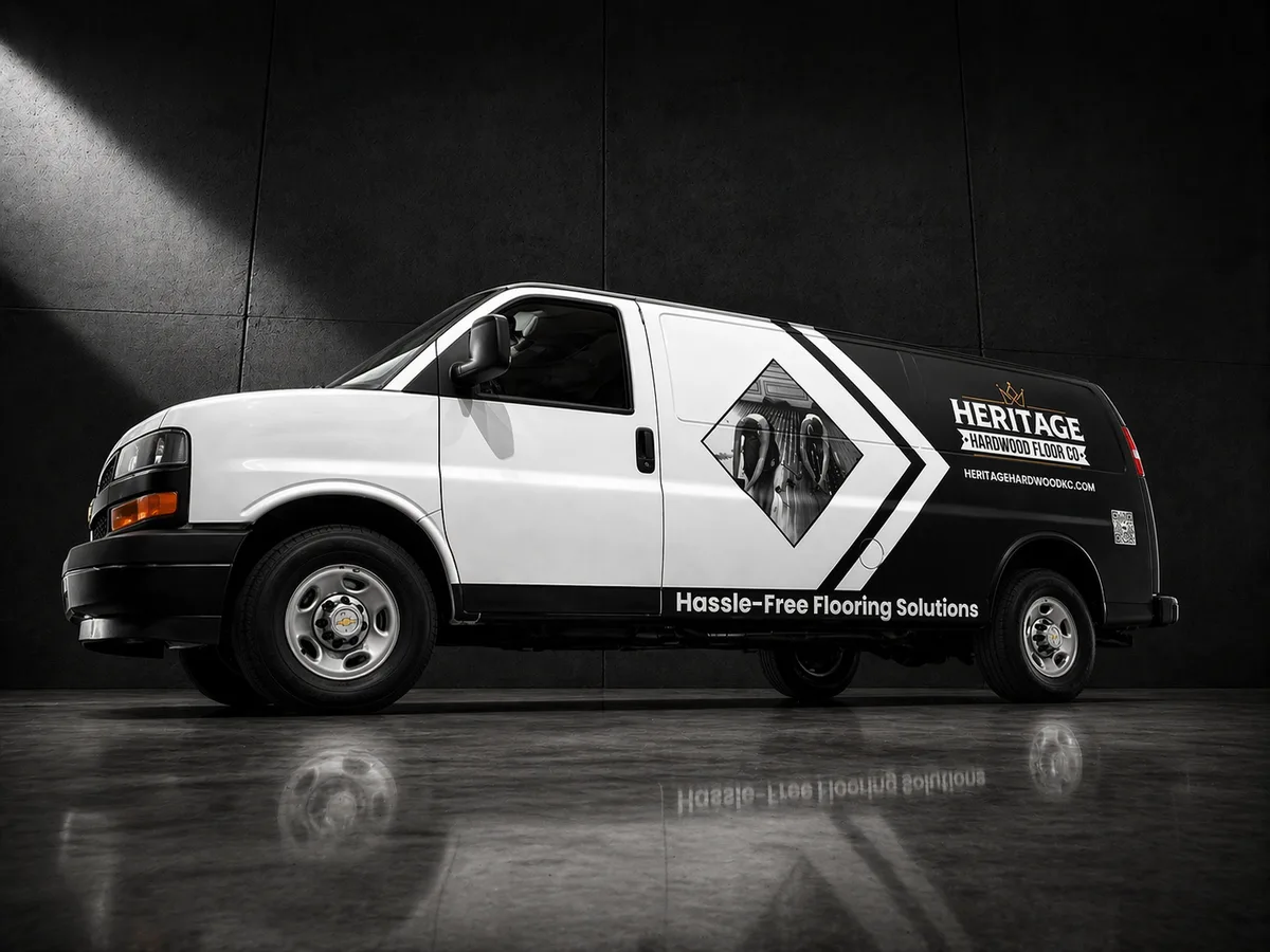 Partial wrap on a Chevrolet Express van in Independence, MO