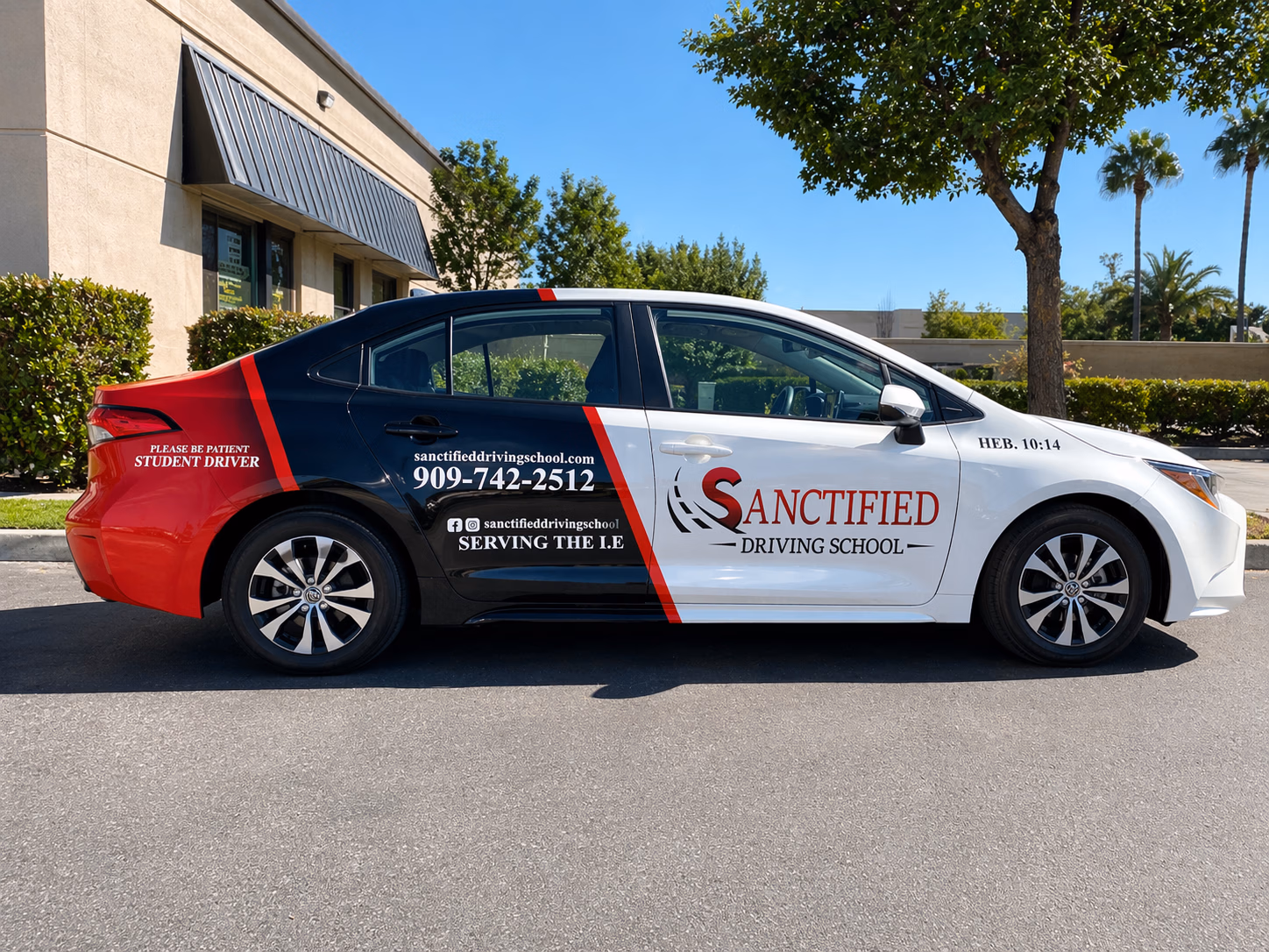 Sanctified Driving School vehicle wrap in Highland, CA