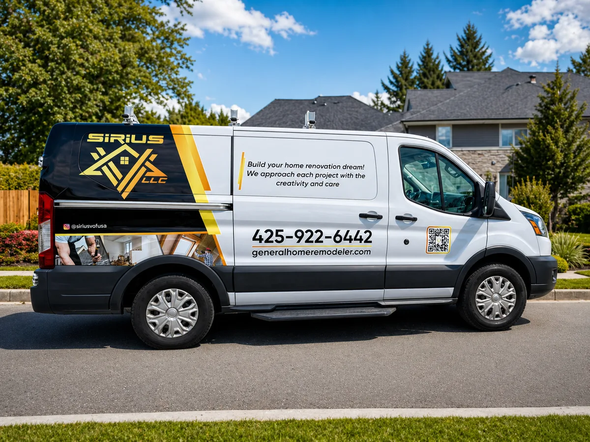 Partial wrap on a Ford Transit van in Seattle, WA