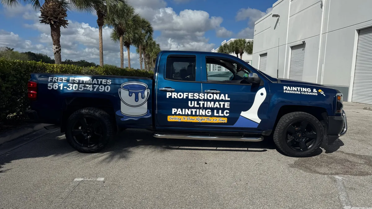 Spot graphics on a Chevrolet Silverado truck in West Palm Beach, FL