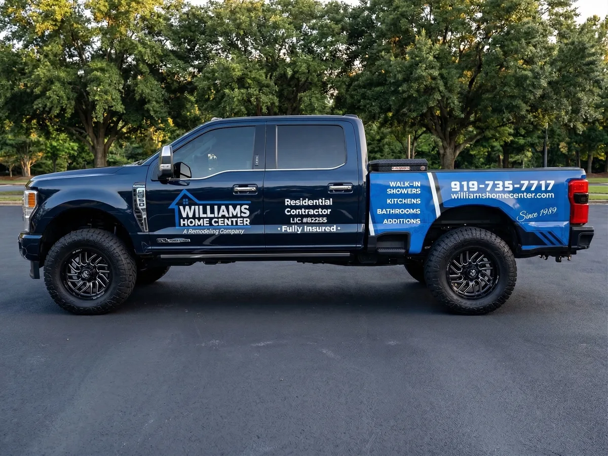 Partial wrap on a Ford F-350 truck in Goldsboro, NC