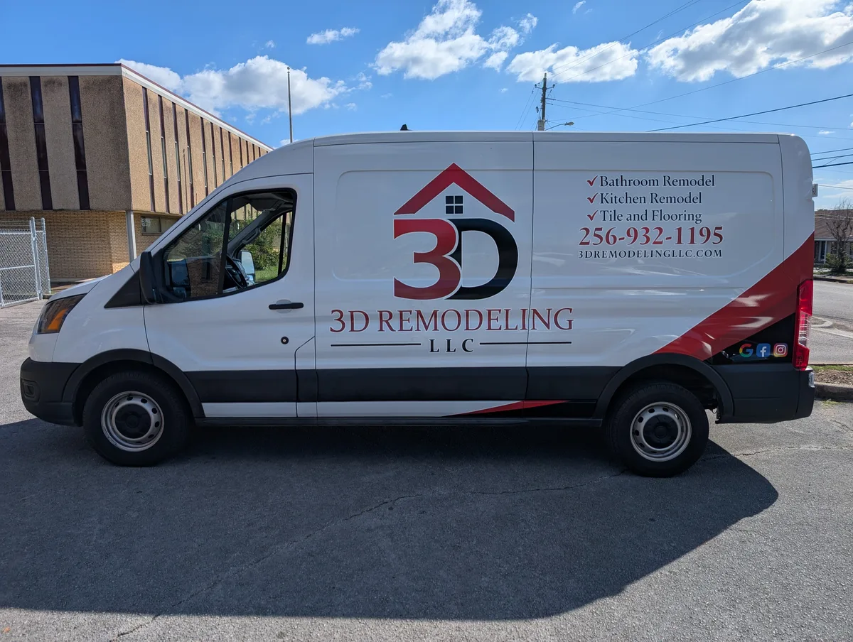 Spot graphics on a Ford Transit van in Huntsville, AL