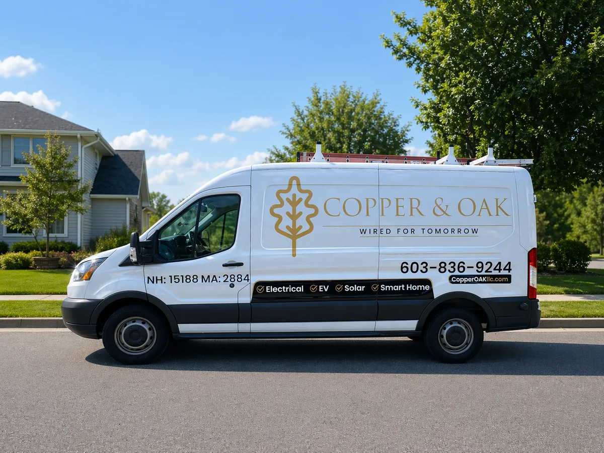 Spot graphics on a Ford Transit van in Manchester, NH