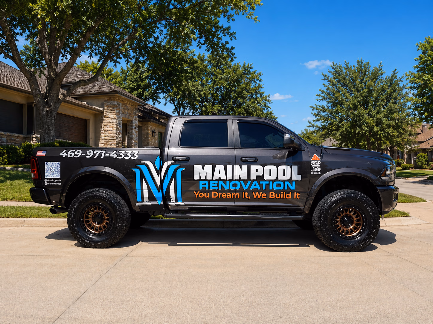 Main Pool Renovation vehicle wrap in Little Elm, TX