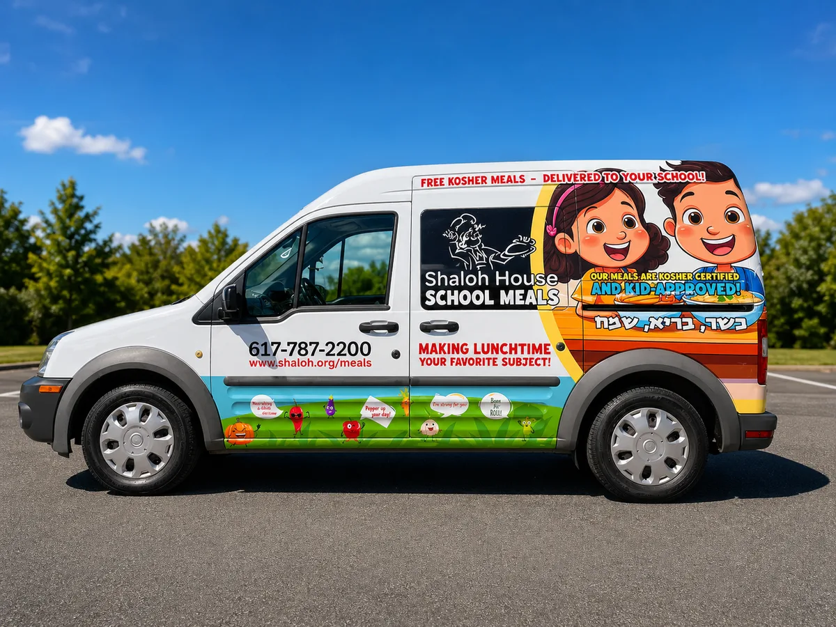 Partial wrap on a Ford Transit Connect van in Brighton, MA