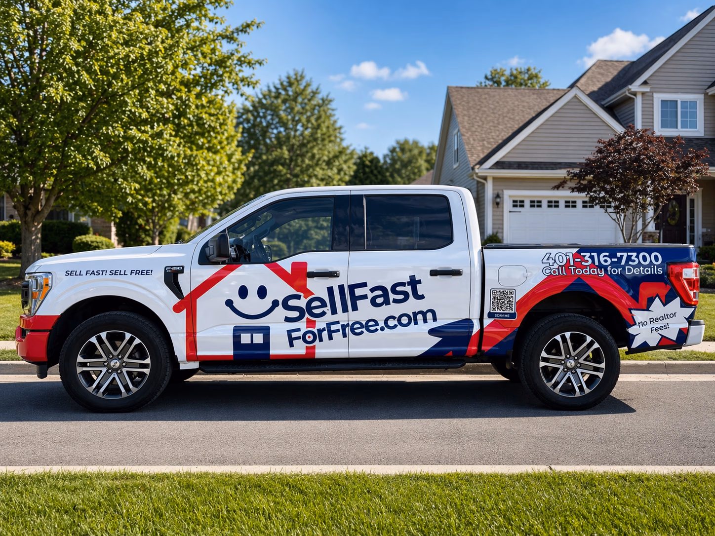 SellFastForFree.com vehicle wrap in Exeter, RI