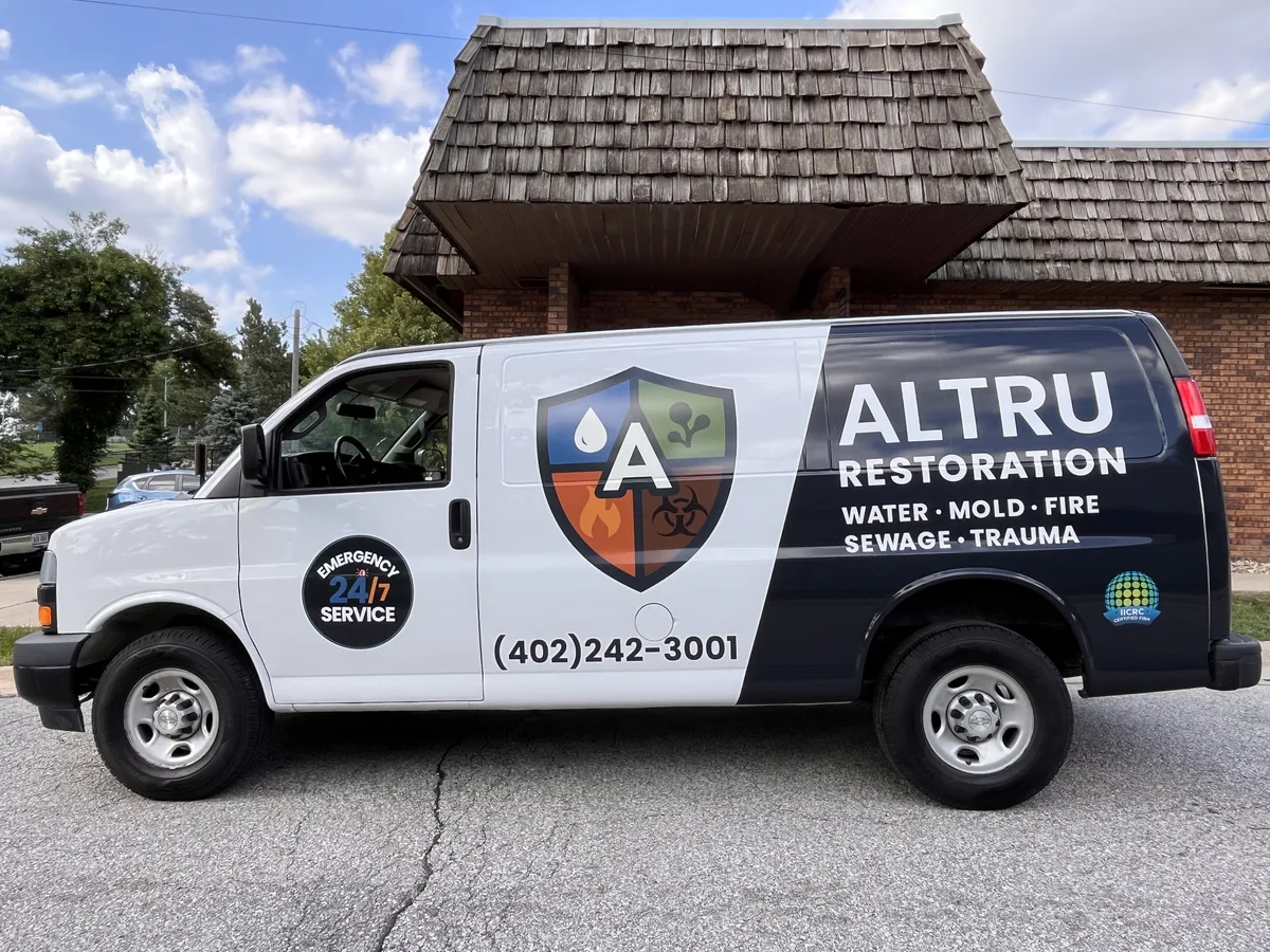 Partial wrap on a Chevrolet Express van in Omaha, NE