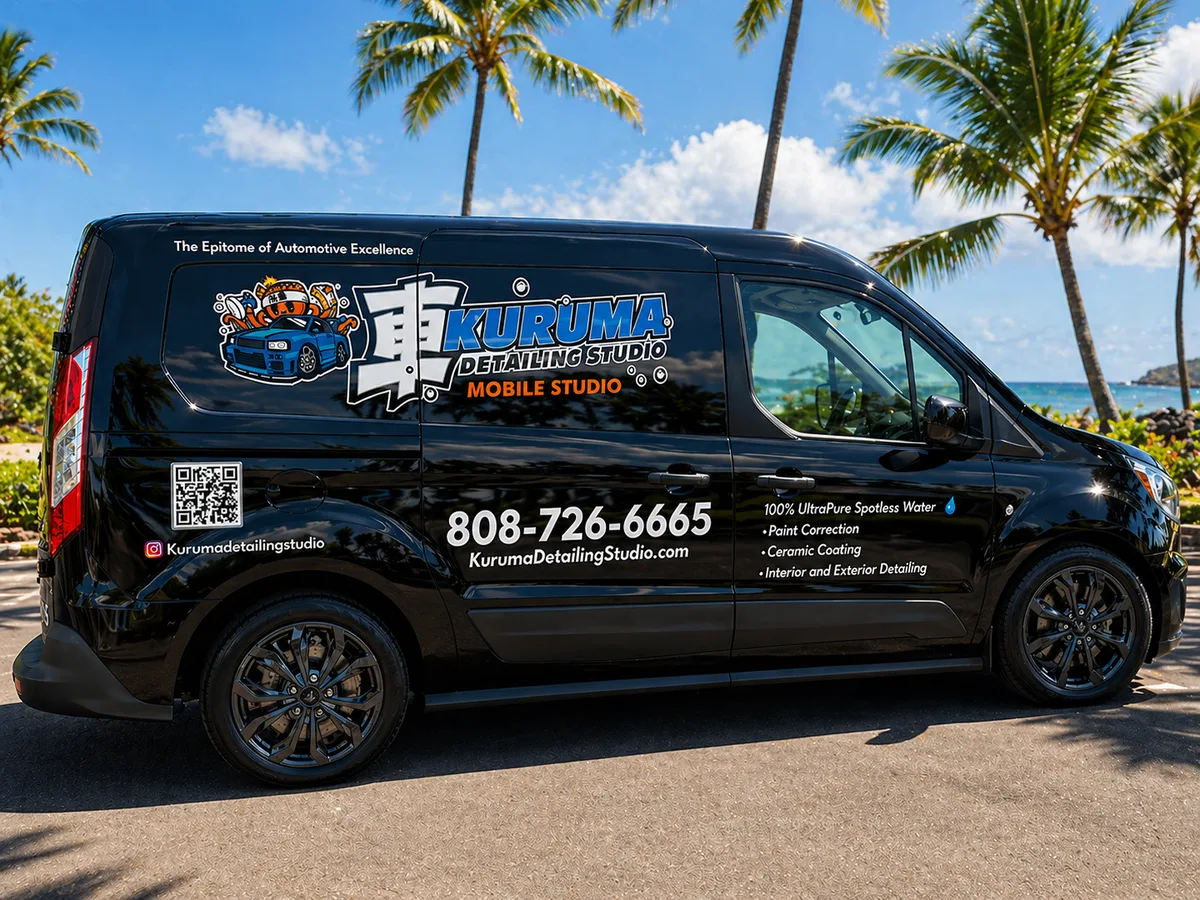 Spot graphics on a Ford Transit Connect van in Honolulu, HI