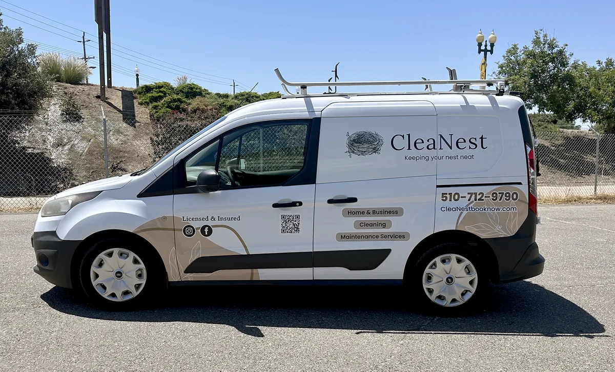 Partial wrap on a Ford Transit Connect van in Merced, CA