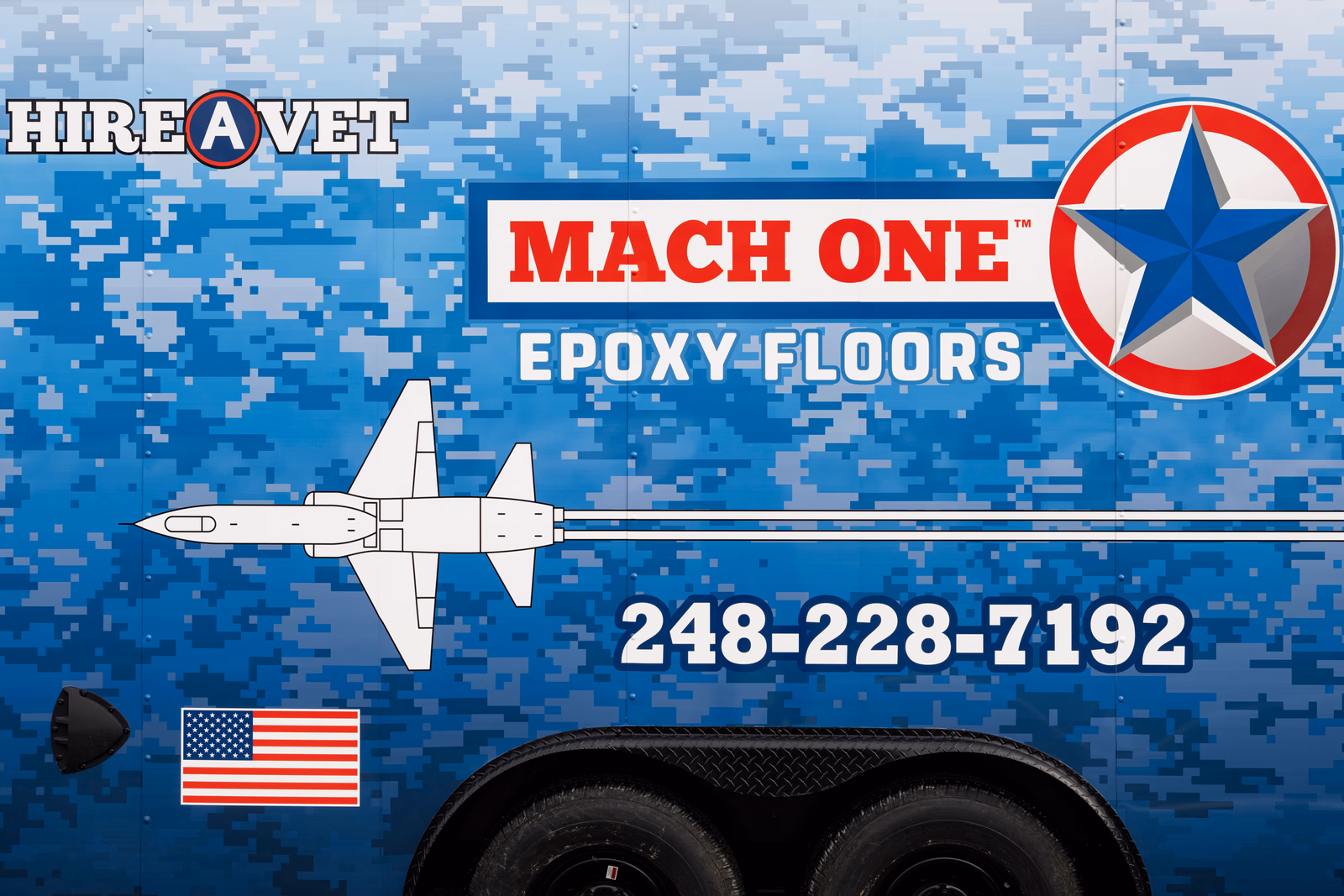 Mach One Epoxy Floors vehicle wrap in Oakland County, MI
