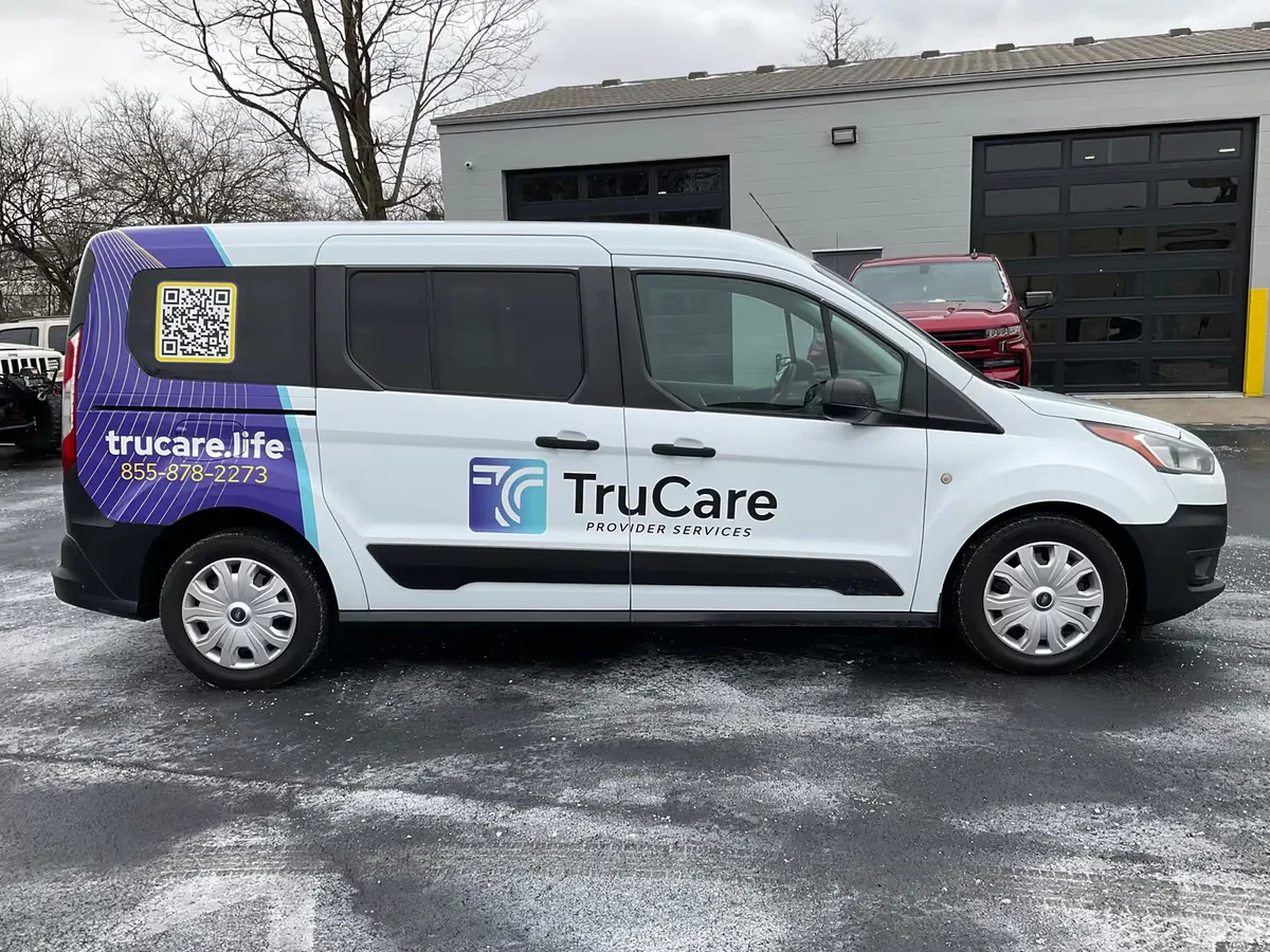 Spot graphics on a Ford Transit Connect van in Cincinnati, OH