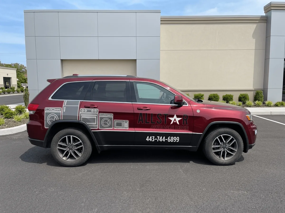 Spot graphics on a Jeep Grand Cherokee SUV in Lutherville Timonium, MD