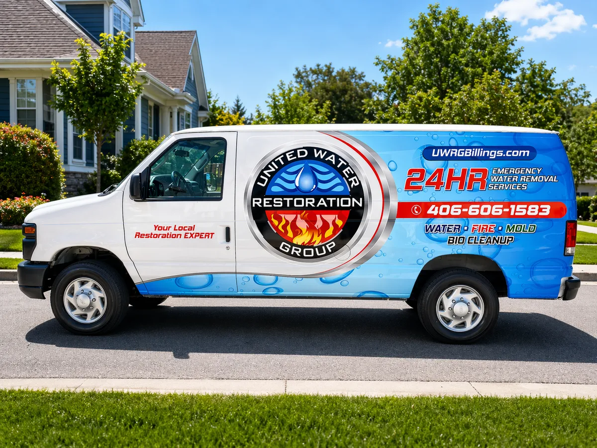Partial wrap on a Ford E-Series van in Billings, MT