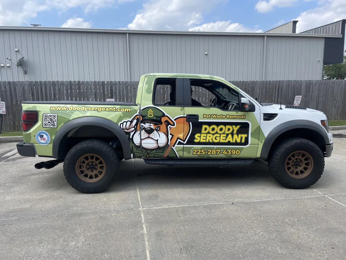 Partial wrap on a Ford F-150 Raptor truck in Baton Rouge, LA