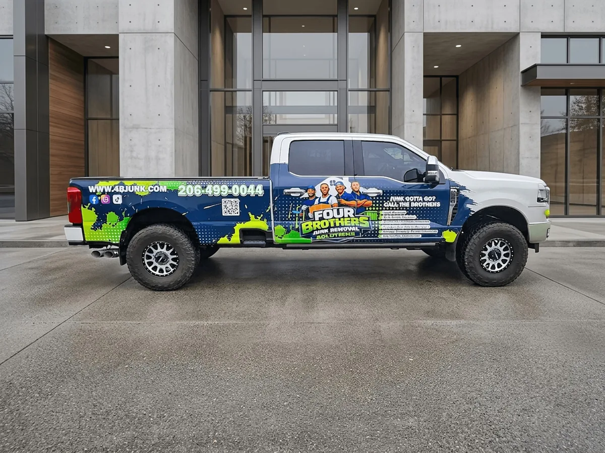 Partial wrap on a Ford F-Series Super Duty truck in Seattle, WA