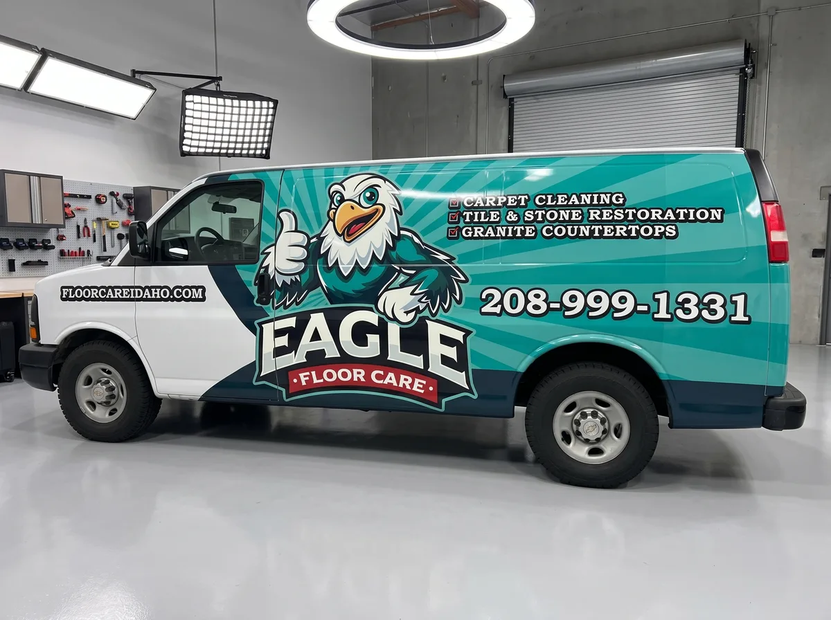 Partial wrap on a Chevrolet Express van in Eagle, ID