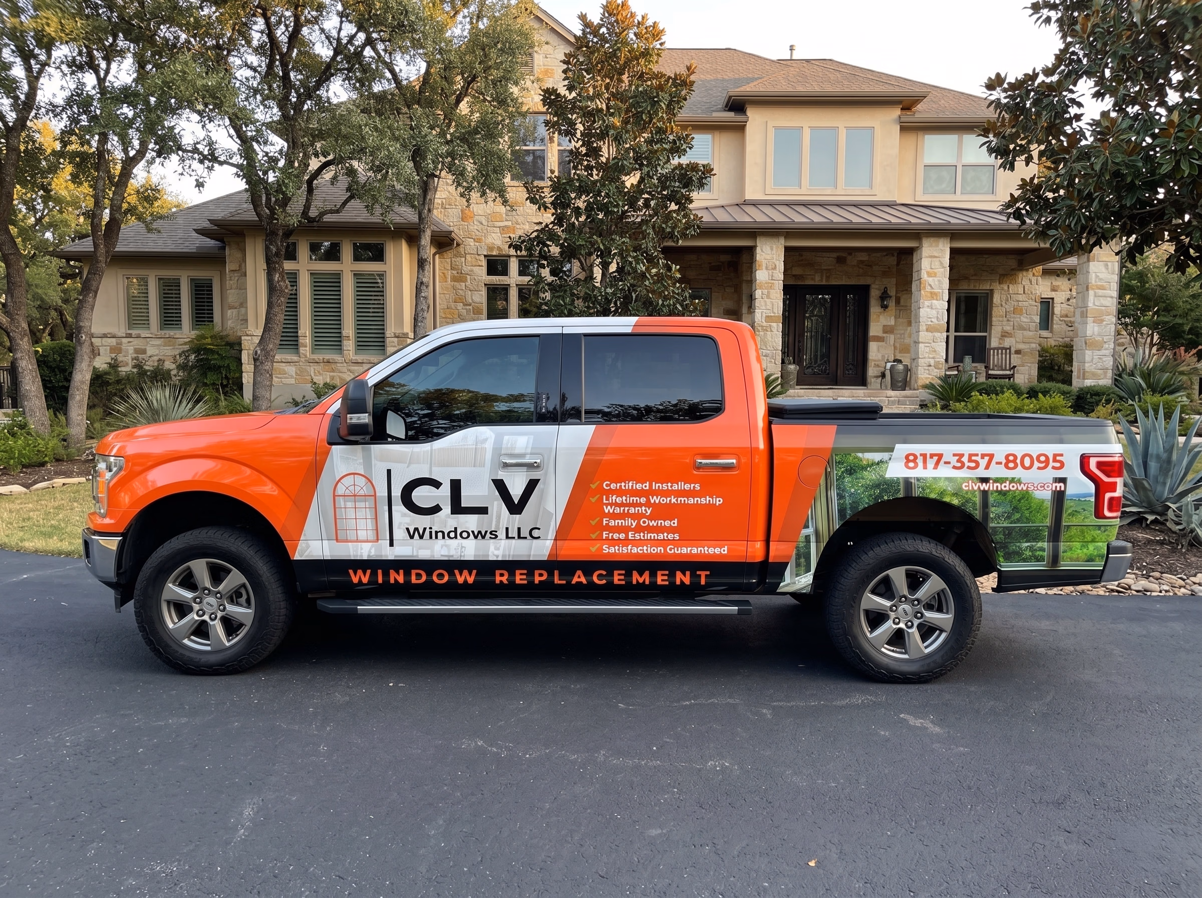 CLV Windows LLC vehicle wrap in Fort Worth, TX