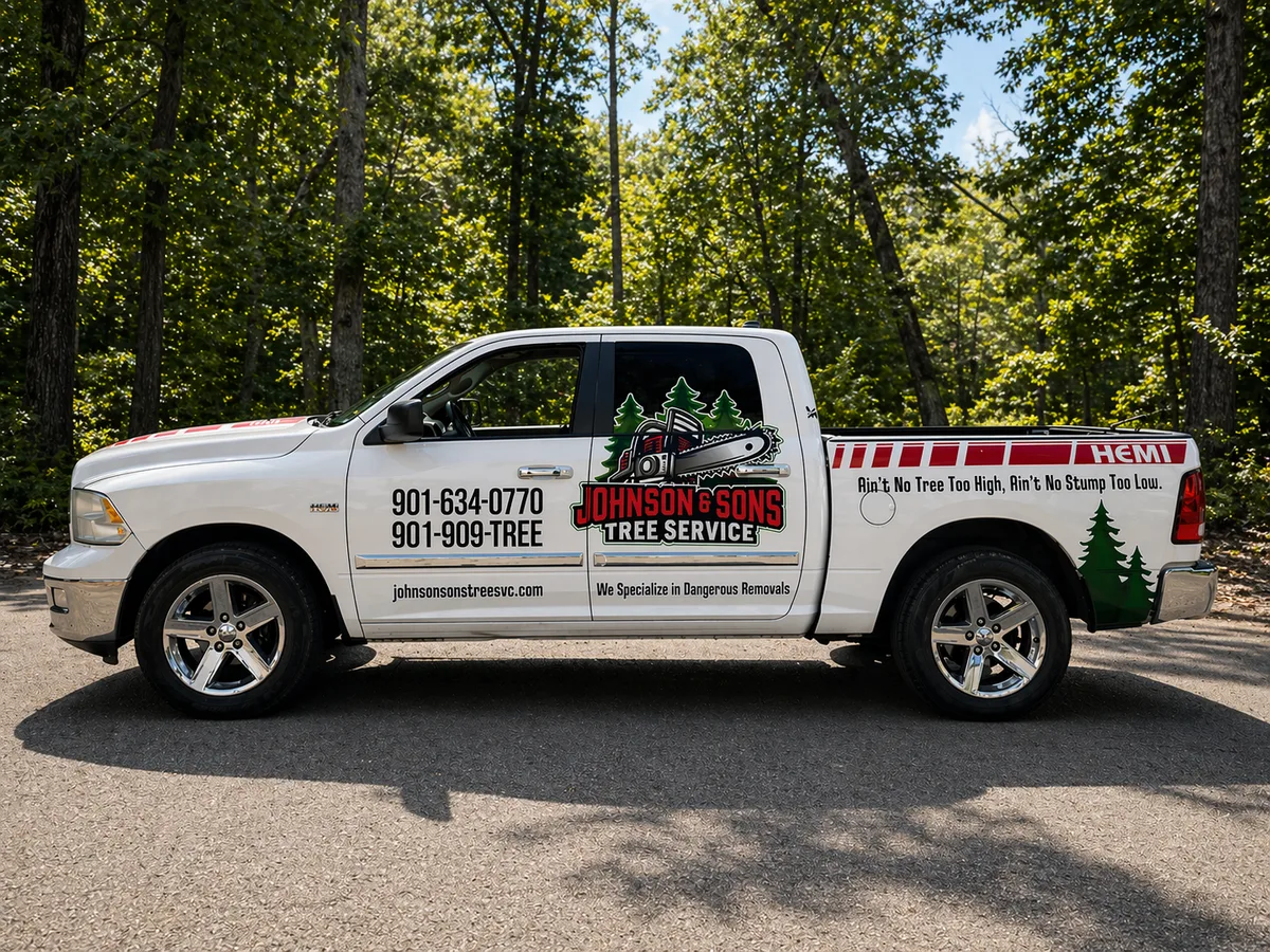 Spot graphics on a RAM 1500 truck in Memphis, TN