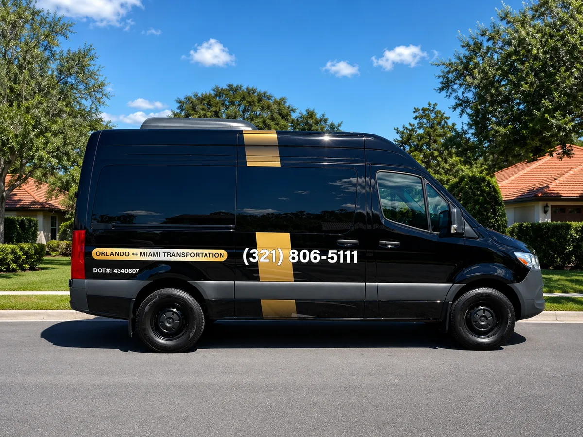 Spot graphics on a Mercedes-Benz Sprinter van in Kissimmee, FL