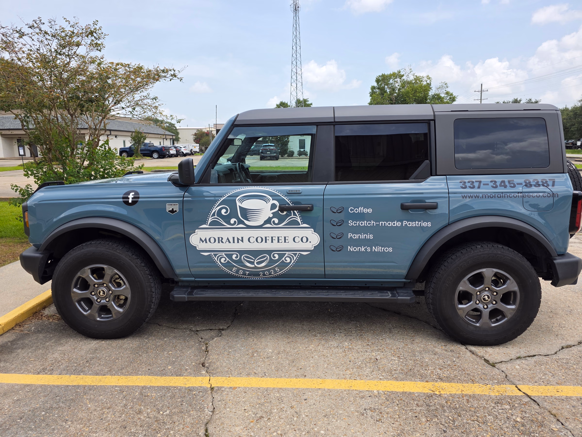 Morain Coffee Co. vehicle wrap in Carencro, LA