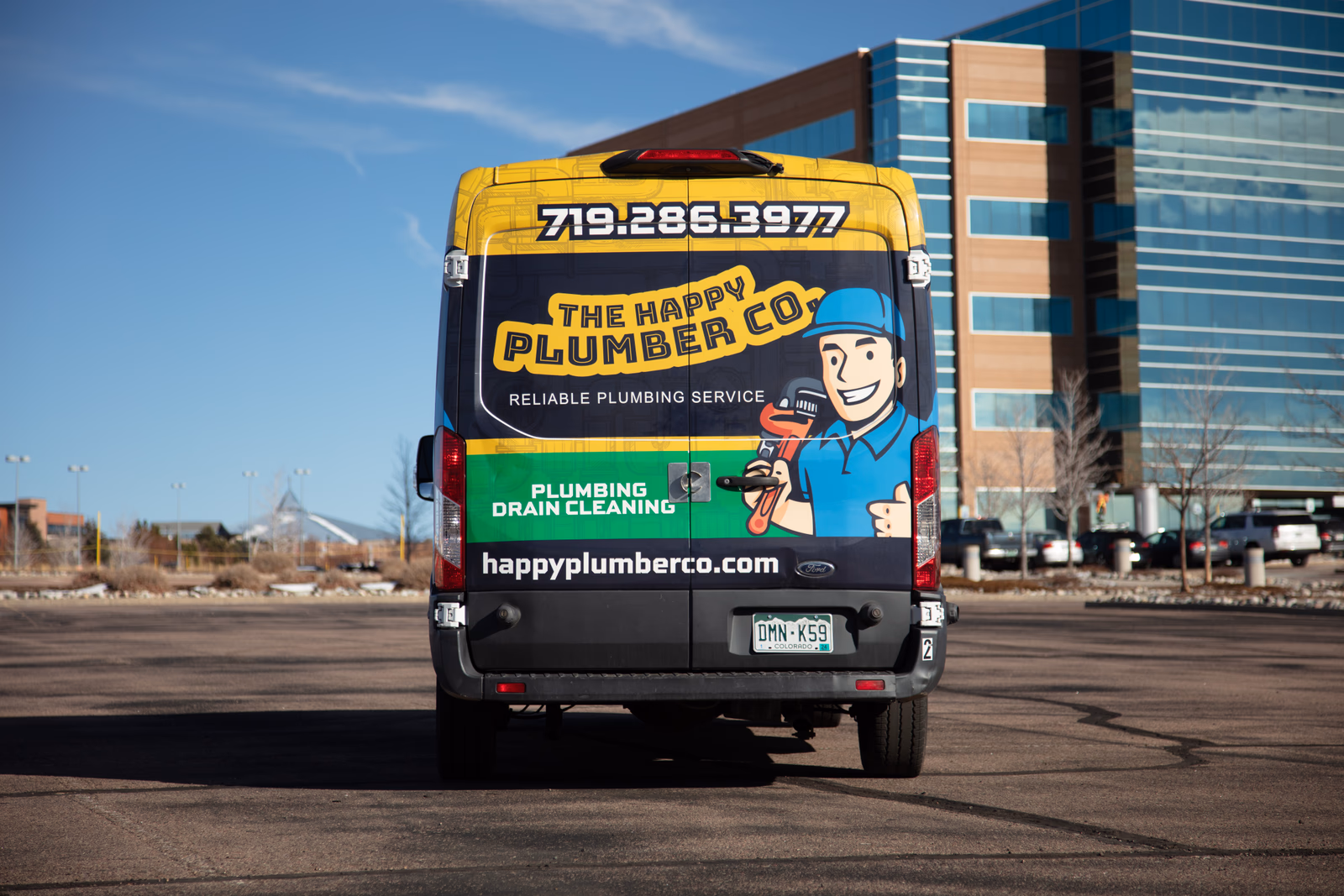 The Happy Plumber Co. vehicle wrap in Colorado Springs, CO