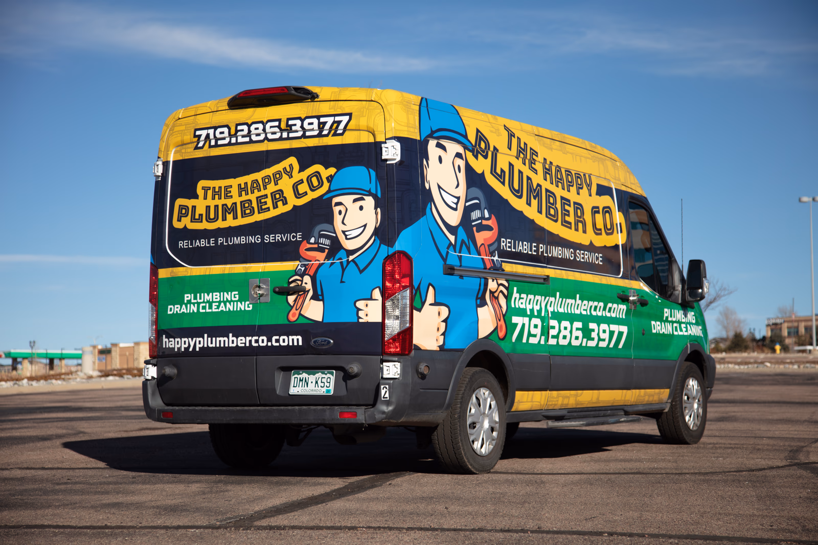 The Happy Plumber Co. vehicle wrap in Colorado Springs, CO