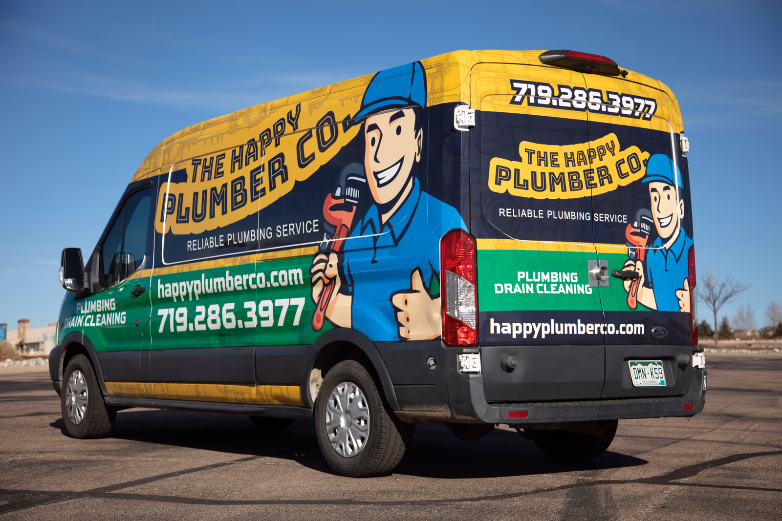 The Happy Plumber Co. vehicle wrap in Colorado Springs, CO