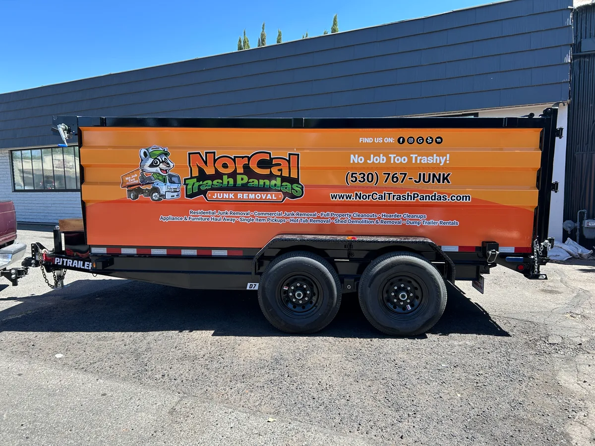 Full wrap on an utility trailer dump trailer in Chico, CA