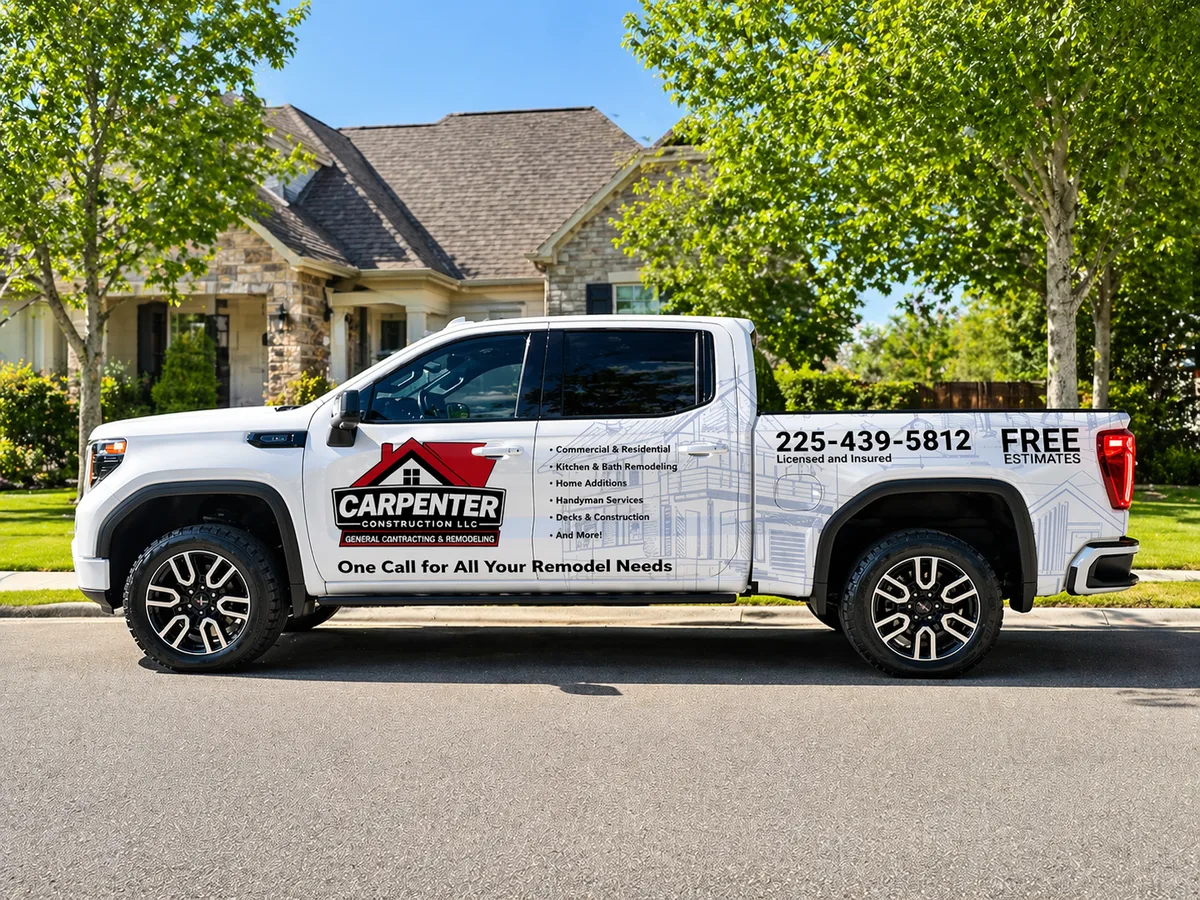 Partial wrap on a GMC Sierra truck in Rogers, AR
