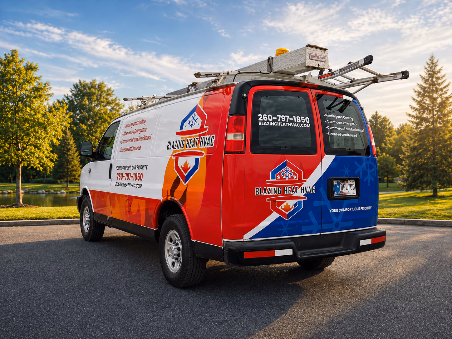 Blazing Heat HVAC vehicle wrap in Fort Wayne, IN