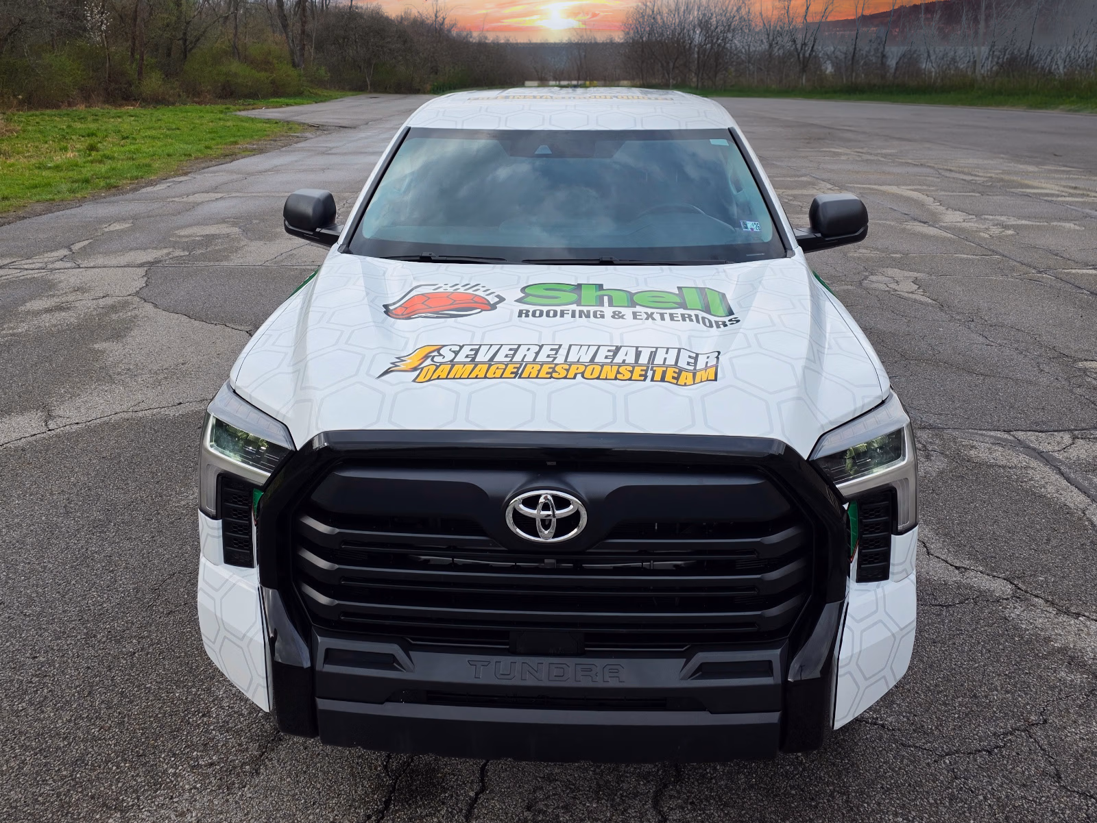 Shell Roofing & Exteriors vehicle wrap in New Castle, PA