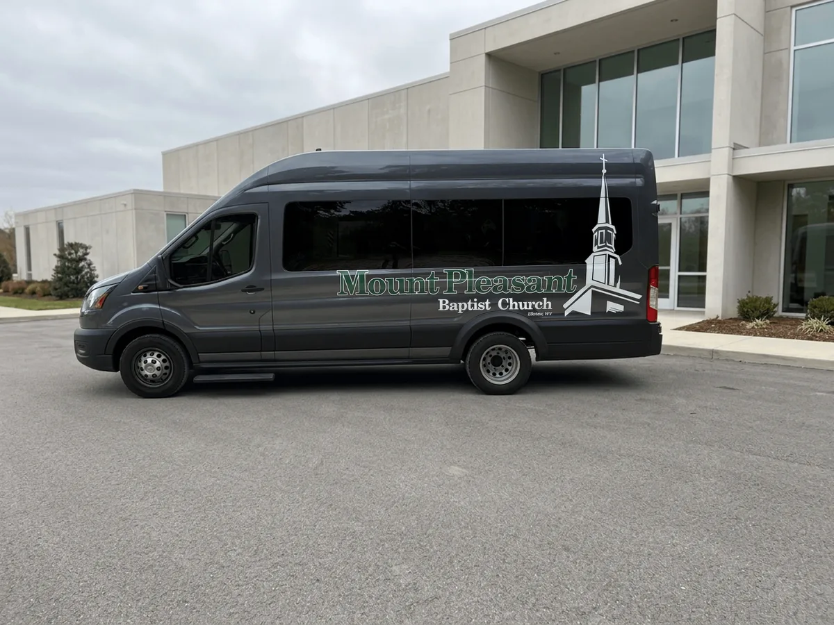 Spot graphics on a Ford Transit van in Elkview, WV
