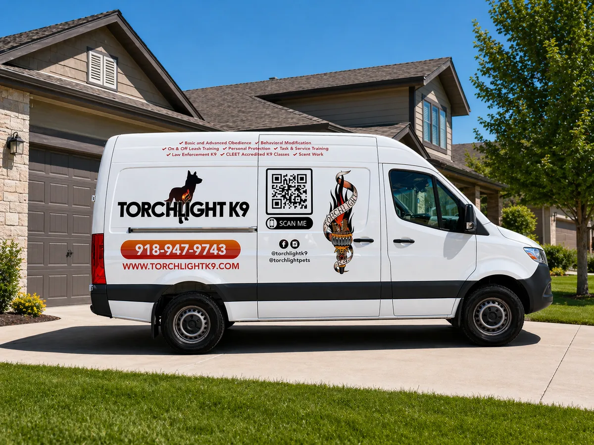 Spot graphics on a Mercedes-Benz Sprinter van in Tulsa, OK