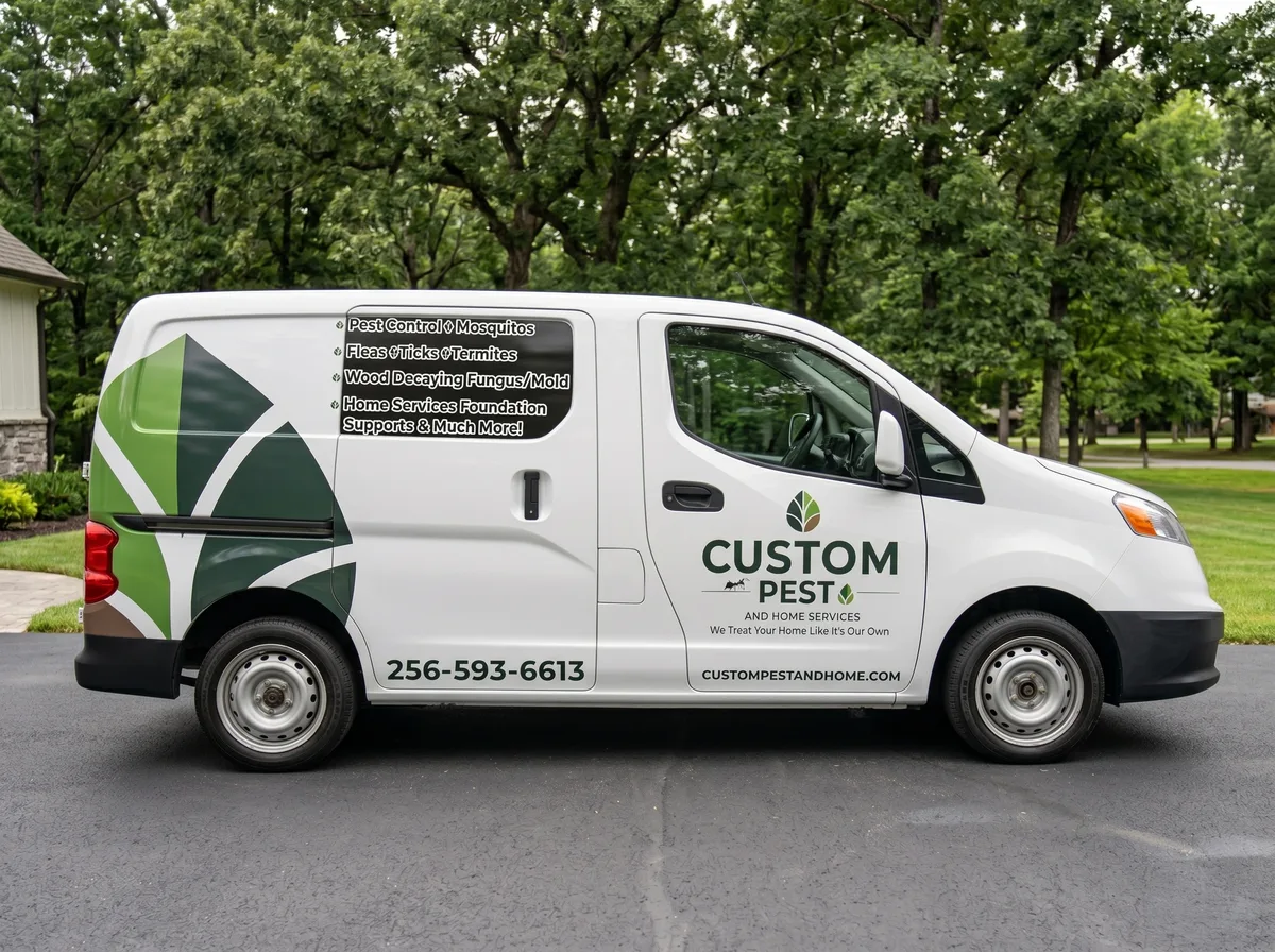 Spot graphics on a Nissan NV200 van in Boaz, AL