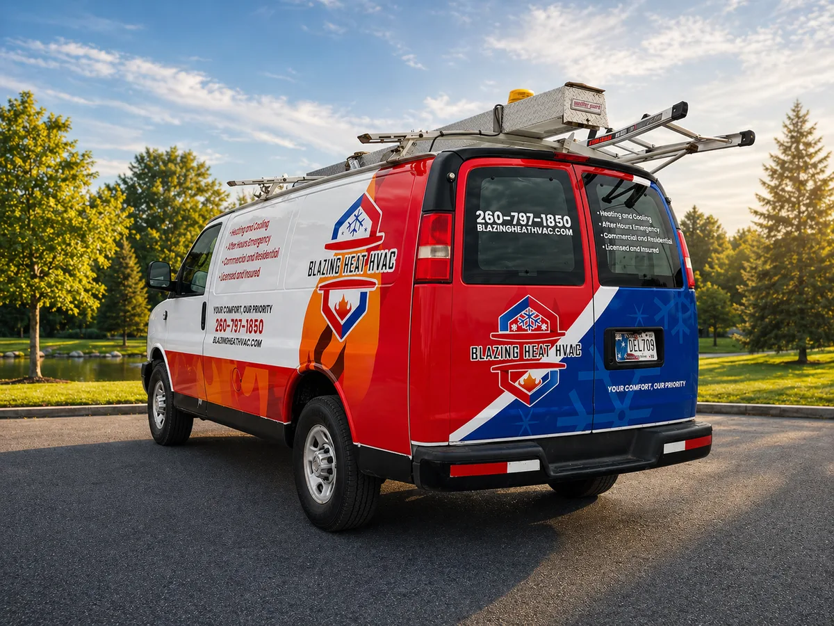 Partial wrap on a Chevrolet Express van in Fort Wayne, IN