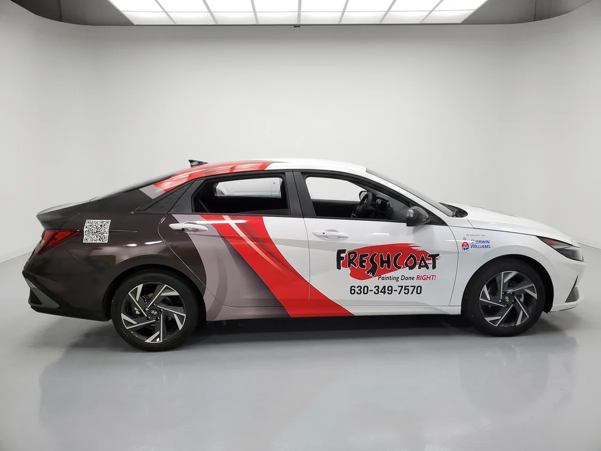 Partial wrap on a Hyundai Elantra car in Oswego, IL