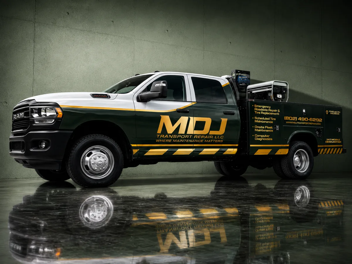 Partial wrap on a RAM 3500 truck in Springfield, VT