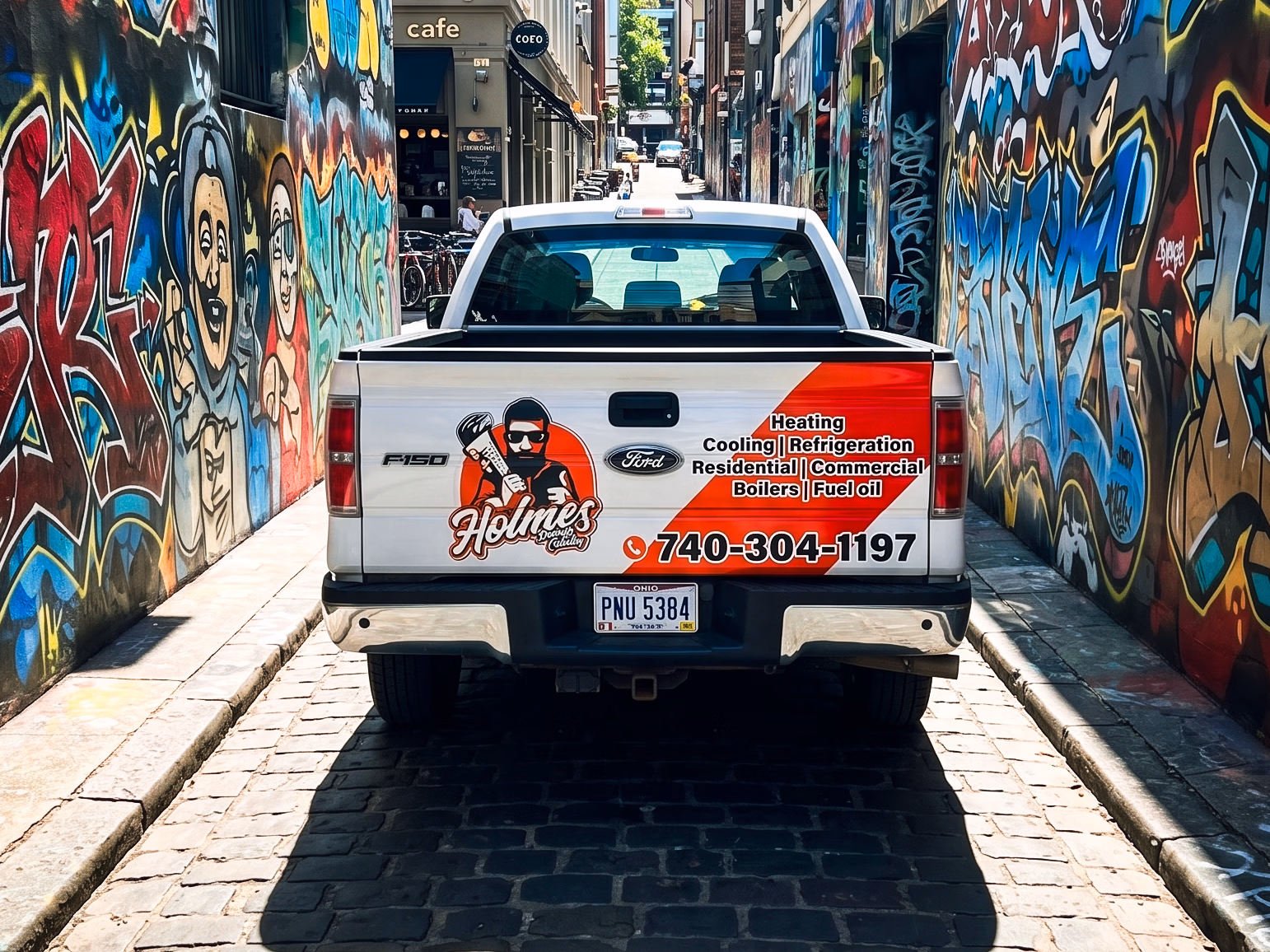 Holmes Heating & Cooling vehicle wrap in Lancaster, OH