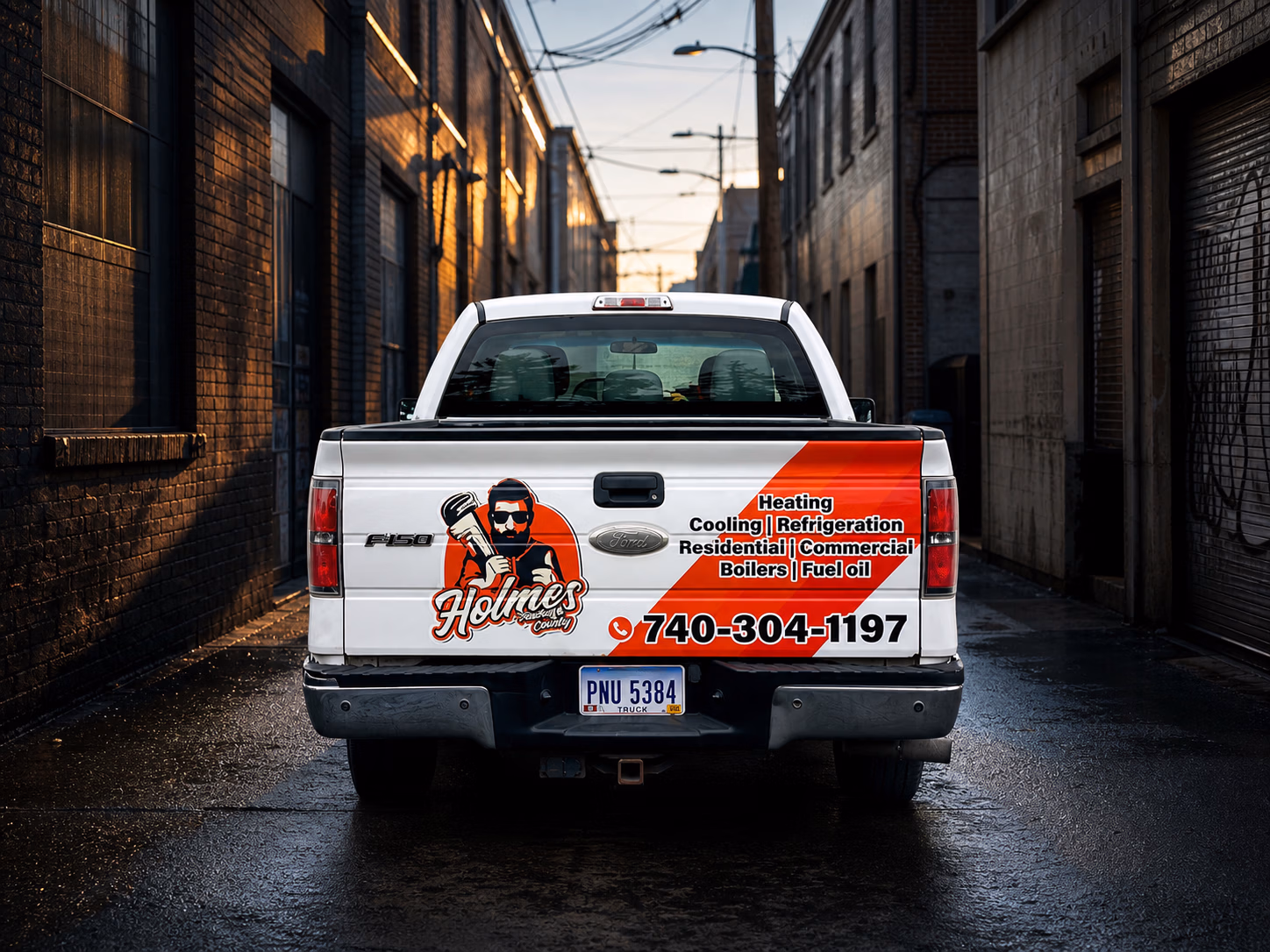 Holmes Heating & Cooling vehicle wrap in Lancaster, OH