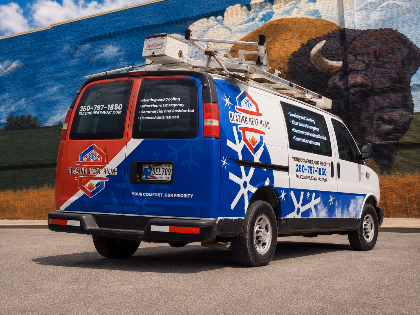 Blazing Heat HVAC vehicle wrap in Fort Wayne, IN